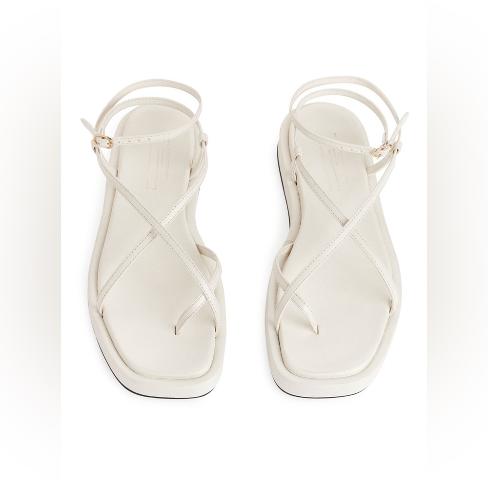 Arket Leather Stripe Sandals - White.